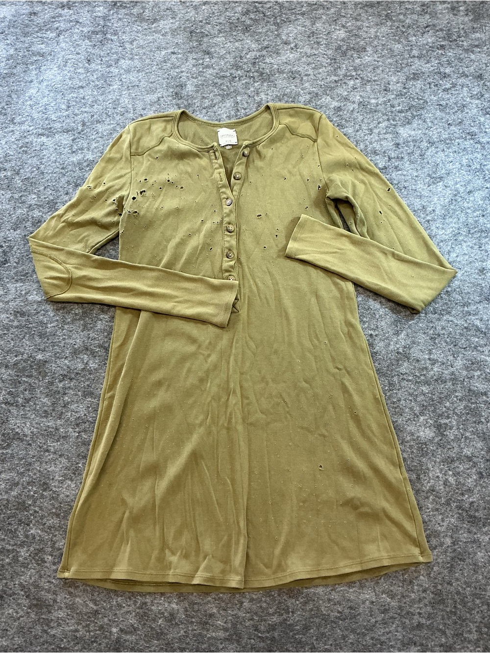 GM Studio Olive Green Long Sleeve Henley Dress Size XS/S